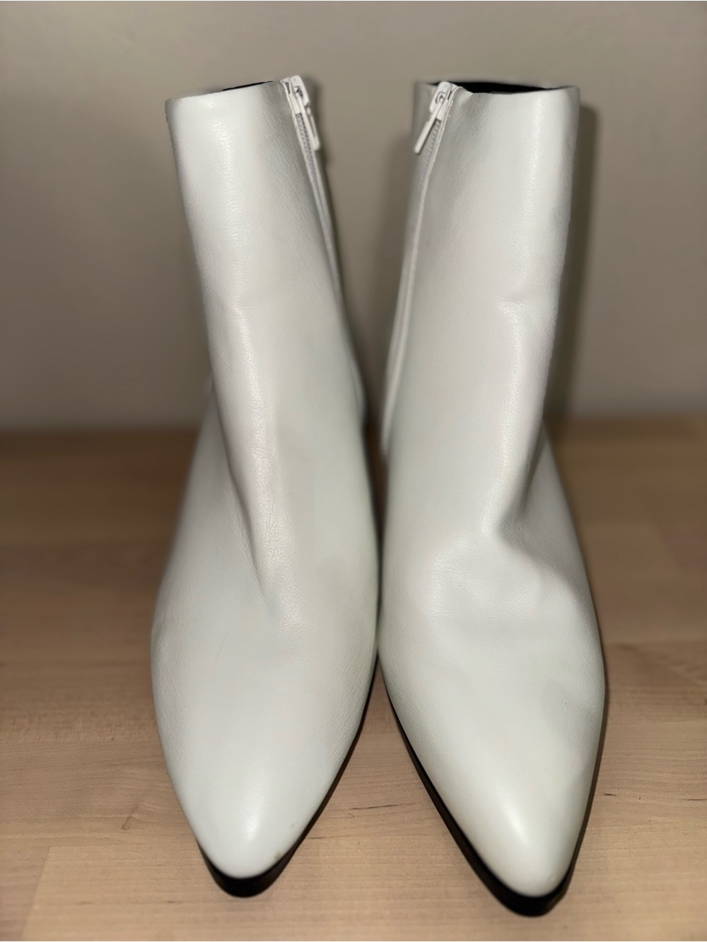 Madden Girl White Pointed Ankle Booties with Side Zipper